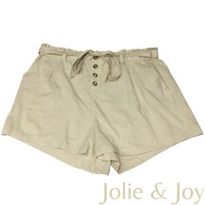 Jolie & Joy Paperbag Shorts Cotton Beige Shorts - Women’s 3X
